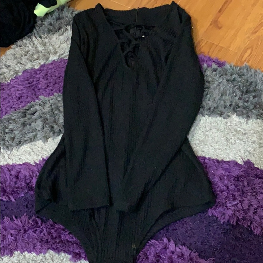 lace up long sleeve body suit